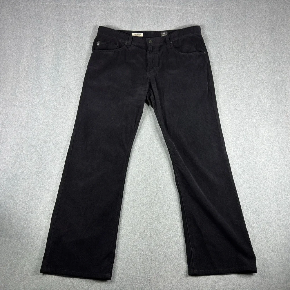 AG Adriano Goldschmied The‎ Protege Pants Straight Leg Corduroy Black 38x30